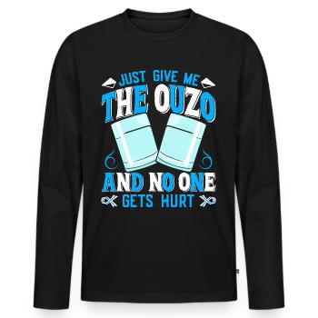 Griechenland Ouzo - Männer Premium Bio Langarmshirt - Schwarz - Vorne - Nico (187cm)