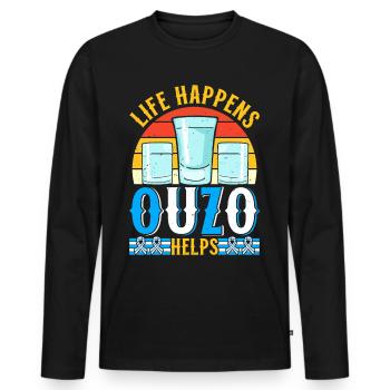 Griechenland Ouzo - Männer Premium Bio Langarmshirt - Schwarz - Vorne - Nico (187cm)