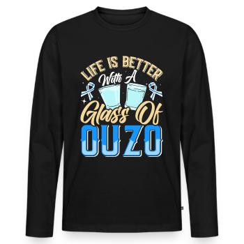Griechenland Ouzo - Männer Premium Bio Langarmshirt - Schwarz - Vorne - Nico (187cm)