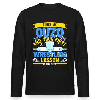 Griechenland Ouzo - Männer Premium Bio Langarmshirt - Schwarz - Vorne - Nico (187cm)