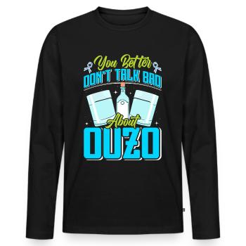 Griechenland Ouzo - Männer Premium Bio Langarmshirt - Schwarz - Vorne - Nico (187cm)