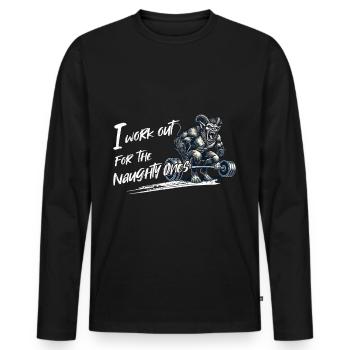 Krampus celebrates fitness for the cheeky - Men's Premium Organic Long Sleeve Shirt - black - Front - Nico (187cm)