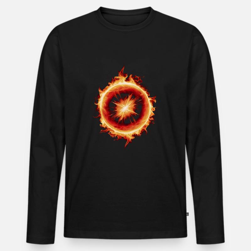 Feuerball - Männer Premium Bio Langarmshirt - Schwarz