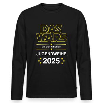 Jugendweihe 2025 DAS WARS mit der Kindheit - Männer Premium Bio Langarmshirt - Schwarz - Vorne - Nico (187cm)