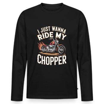 Je veux juste chevaucher mon cuivre - T-shirt manches longues Premium bio Homme - noir - Devant - Nico (187cm)