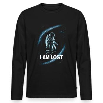 Astronaute Je suis perdu Astronaute - T-shirt manches longues Premium bio Homme - noir - Devant - Nico (187cm)