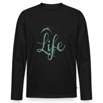 life green dust - Men's Premium Organic Long Sleeve Shirt - black - Front - Nico (187cm)