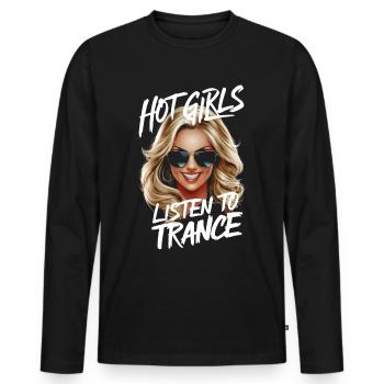 Les filles chaudes écoutent de la trance - T-shirt manches longues Premium bio Homme - noir - Devant - Nico (187cm)