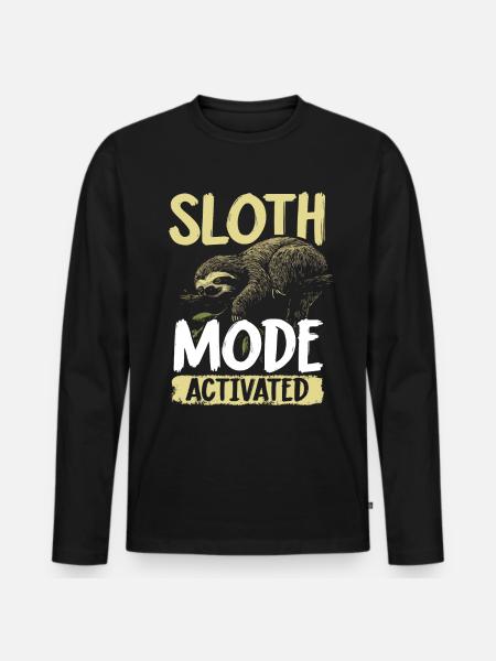Sloth Mode: Activated Faultier Sloth - Männer Premium Bio Langarmshirt - Schwarz