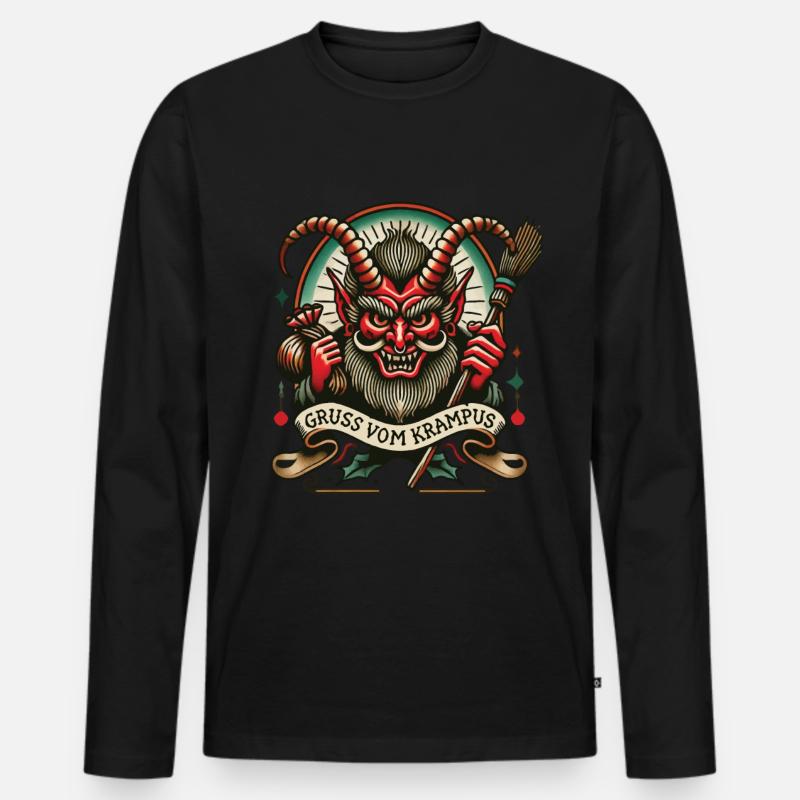 Gruss Vom Krampus Dunkle Weihnachten Folklore - Männer Premium Bio Langarmshirt - Schwarz