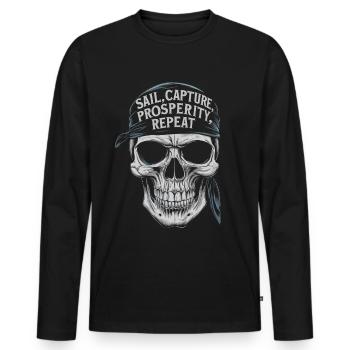 Piratensegel erobern Souveränität Wiederholung - Männer Premium Bio Langarmshirt - Schwarz - Vorne - Nico (187cm)
