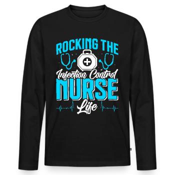 Caregiver Infection Control - Men's Premium Organic Long Sleeve Shirt - black - Front - Nico (187cm)