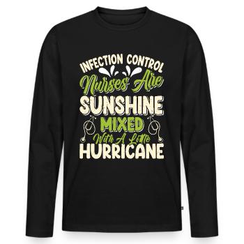 Caregiver Infection Control - Men's Premium Organic Long Sleeve Shirt - black - Front - Nico (187cm)