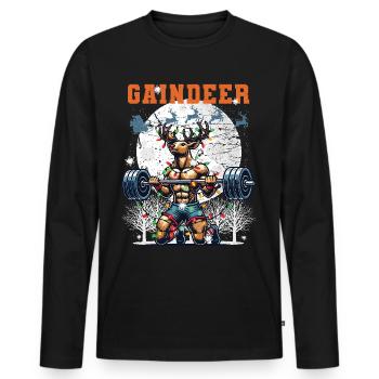 Christmas Workout Reindeer Fitness Humor - Men's Premium Organic Long Sleeve Shirt - black - Front - Nico (187cm)