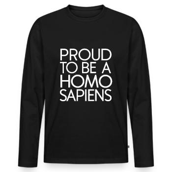 Proud to be a homo sapiens - Men's Premium Organic Long Sleeve Shirt - black - Front - Nico (187cm)