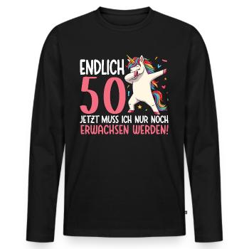 Finally 50 Now just growing up - Men's Premium Organic Long Sleeve Shirt - black - Front - Nico (187cm)