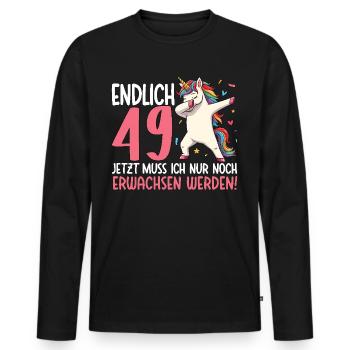 Finally 49 Now just growing up - Men's Premium Organic Long Sleeve Shirt - black - Front - Nico (187cm)