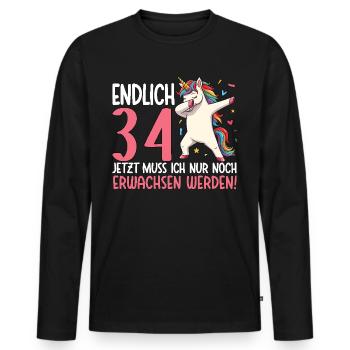 Finally 34 Now just growing up - Men's Premium Organic Long Sleeve Shirt - black - Front - Nico (187cm)