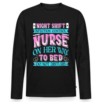 Caregiver Infection Control - Men's Premium Organic Long Sleeve Shirt - black - Front - Nico (187cm)