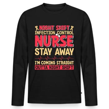 Caregiver Infection Control - Men's Premium Organic Long Sleeve Shirt - black - Front - Nico (187cm)