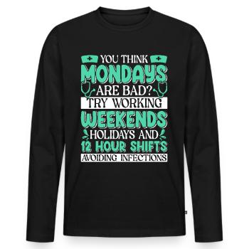 Caregiver Infection Control - Men's Premium Organic Long Sleeve Shirt - black - Front - Nico (187cm)