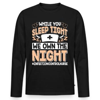 Caregiver Infection Control - Men's Premium Organic Long Sleeve Shirt - black - Front - Nico (187cm)
