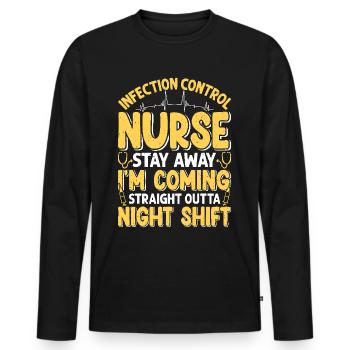Contrôle des infections chez les soignants - T-shirt manches longues Premium bio Homme - noir - Devant - Nico (187cm)