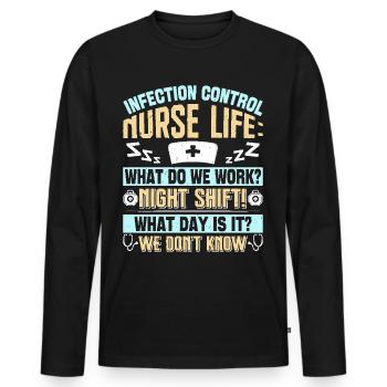 Caregiver Infection Control - Men's Premium Organic Long Sleeve Shirt - black - Front - Nico (187cm)