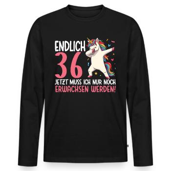 Finally 36 Now just growing up - Men's Premium Organic Long Sleeve Shirt - black - Front - Nico (187cm)