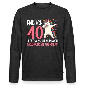 Finally 40 Now just growing up - Men's Premium Organic Long Sleeve Shirt - heather anthracite - Front - Nico (187cm)
