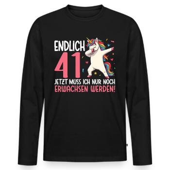 Finally 41 Now just growing up - Men's Premium Organic Long Sleeve Shirt - black - Front - Nico (187cm)