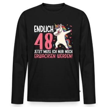 Finally 48 Now just growing up - Men's Premium Organic Long Sleeve Shirt - black - Front - Nico (187cm)