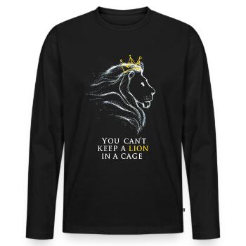 Vous ne pouvez pas garder un lion dans une cage - T-shirt manches longues Premium bio Homme - noir - Devant - Nico (187cm)