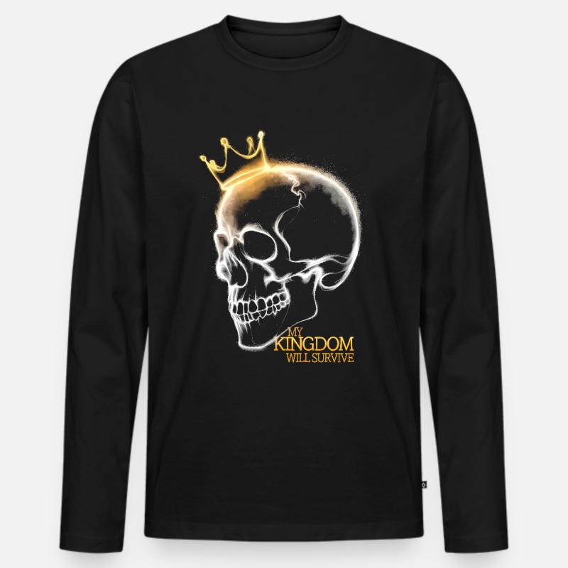 Skull Crown Mein Königreich wird überleben - Männer Premium Bio Langarmshirt - Schwarz