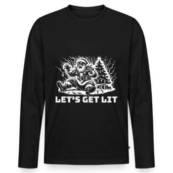 Plaisir de Noël avec le Père Noël en action - T-shirt manches longues Premium bio Homme - noir - Devant - Nico (187cm)
