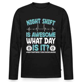 Caregiver Infection Control - Men's Premium Organic Long Sleeve Shirt - black - Front - Nico (187cm)
