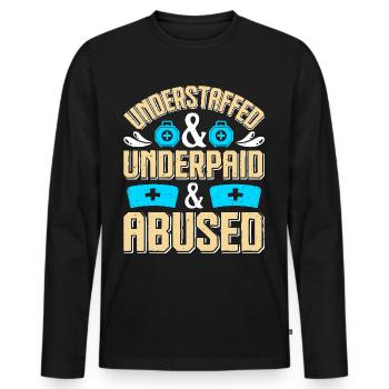 Caregiver Infection Control - Men's Premium Organic Long Sleeve Shirt - black - Front - Nico (187cm)