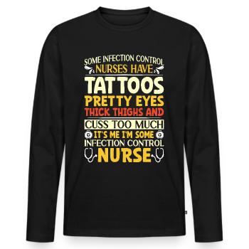 Caregiver Infection Control - Men's Premium Organic Long Sleeve Shirt - black - Front - Nico (187cm)
