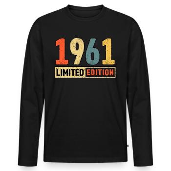 Edition limitée 1961 - T-shirt manches longues Premium bio Homme - noir - Devant - Nico (187cm)