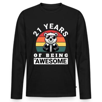 21 Years of Being Awesome Geburtstag Geschenkidee - Männer Premium Bio Langarmshirt - Schwarz - Vorne - Nico (187cm)