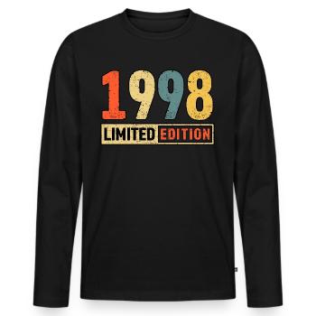 Édition limitée 1998 - T-shirt manches longues Premium bio Homme - noir - Devant - Nico (187cm)