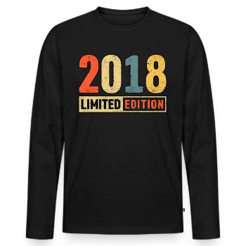 Edition Limitée 2018 - T-shirt manches longues Premium bio Homme - noir - Devant - Nico (187cm)