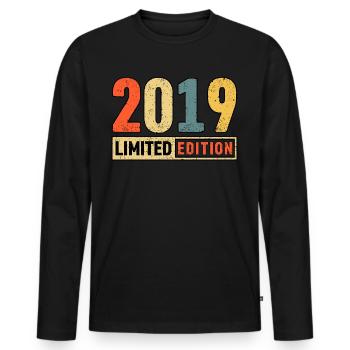Edition Limitée 2019 - T-shirt manches longues Premium bio Homme - noir - Devant - Nico (187cm)