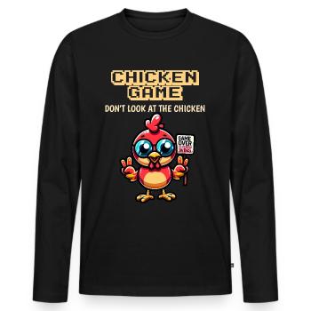 The Chicken Game Funny Farm - Men's Premium Organic Long Sleeve Shirt - black - Front - Nico (187cm)