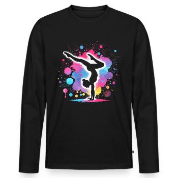 Turnen Gymnastik Turnerin Akrobatik Bodenturnen - Männer Premium Bio Langarmshirt - Schwarz - Vorne - Nico (187cm)