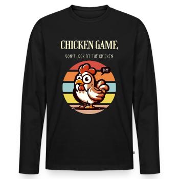 The Chicken Game Funny Farm - Männer Premium Bio Langarmshirt - Schwarz - Vorne - Nico (187cm)