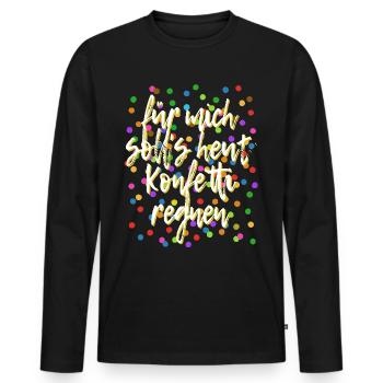 Für mich soll's heut Konfetti regnen - Verkleidung - Männer Premium Bio Langarmshirt - Schwarz - Vorne - Nico (187cm)