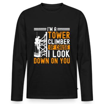 Industrial Climbers Tower Climbers Industrial Climbing - Men's Premium Organic Long Sleeve Shirt - black - Front - Nico (187cm)