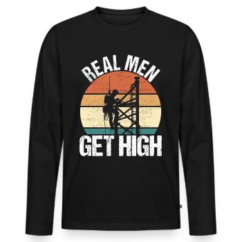 Industrial Climbers Tower Climbers Industrial Climbing - Men's Premium Organic Long Sleeve Shirt - black - Front - Nico (187cm)