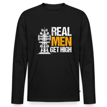 Industrial Climbers Tower Climbers Industrial Climbing - Men's Premium Organic Long Sleeve Shirt - black - Front - Nico (187cm)